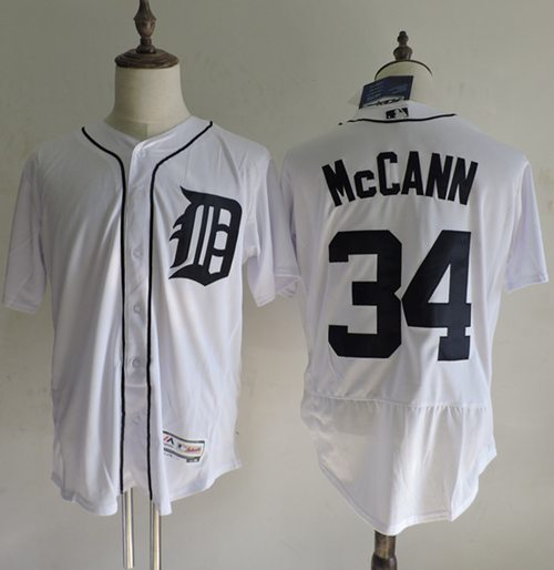 Tigers #34 James McCann White Flexbase Authentic Collection Stitched MLB Jersey